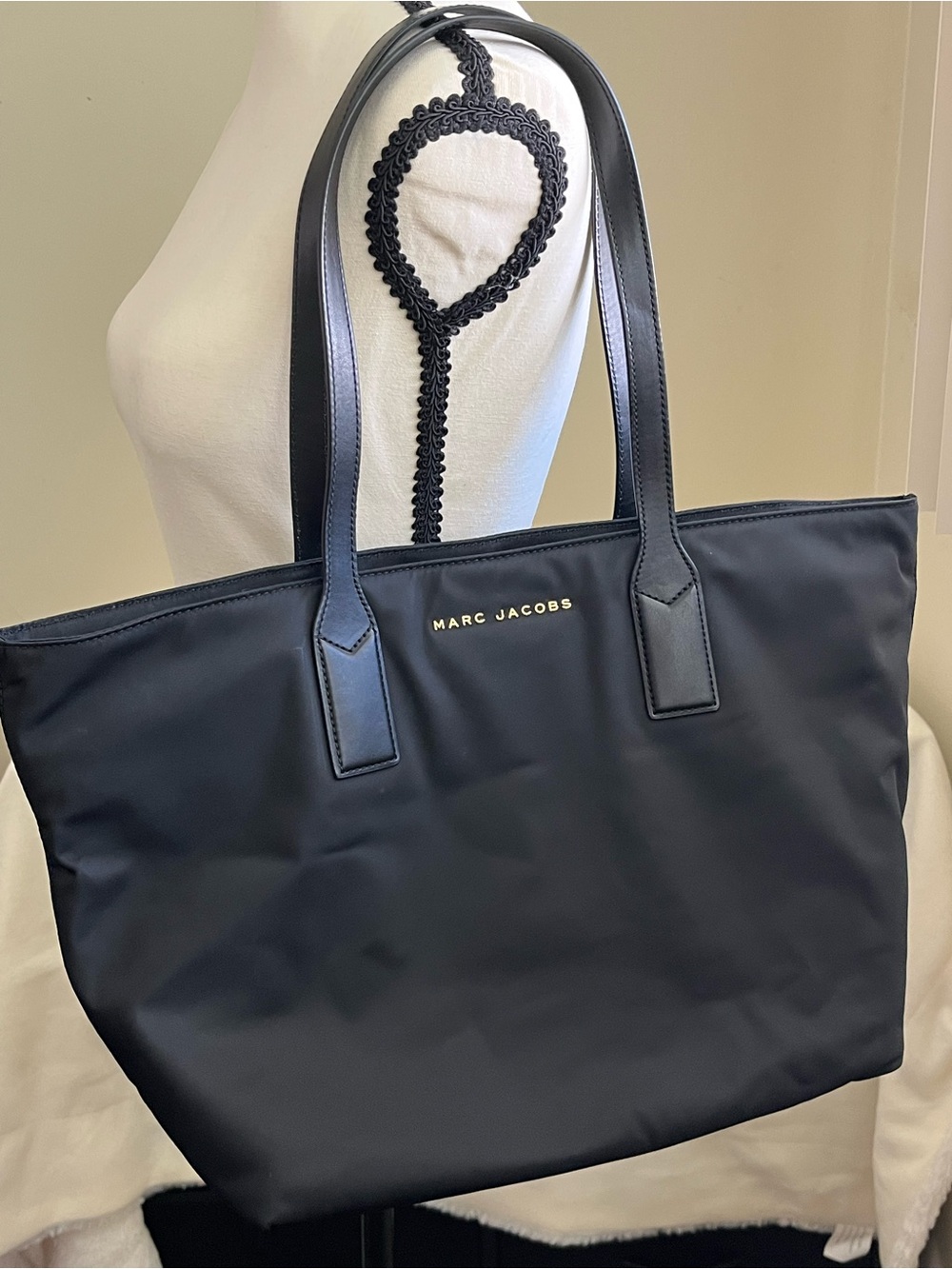 Marc Jacobs Black Nylon Large Tote with Gold Logo - Picture 9 of 14